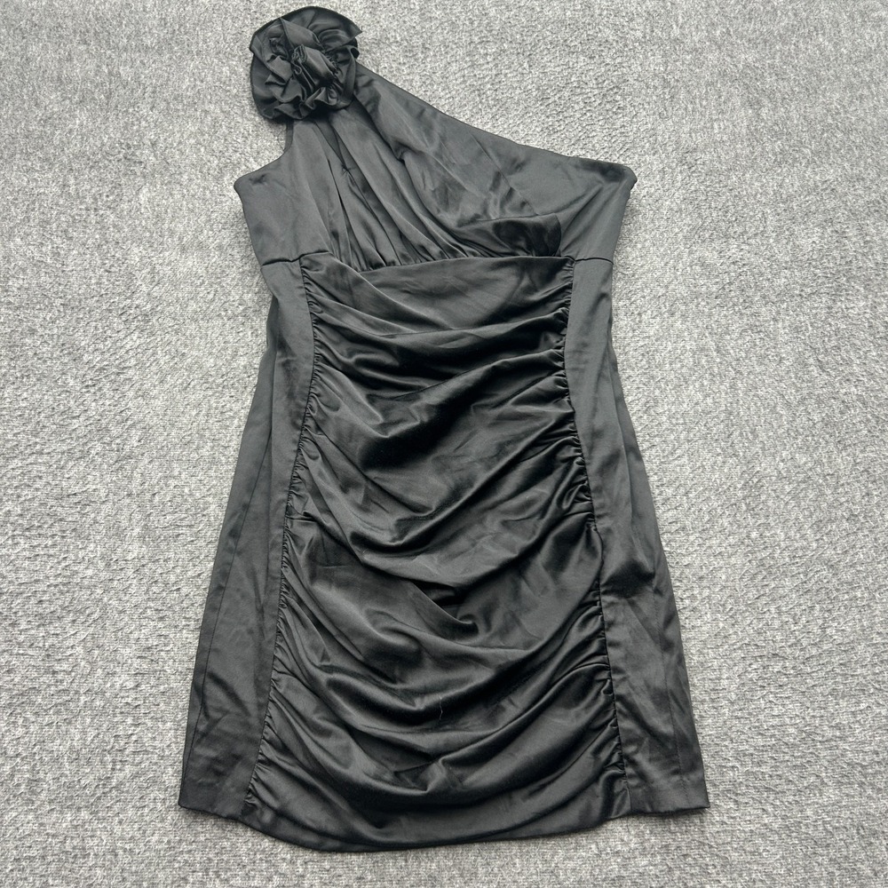 Jessica McClintock Gunne Sax Satin Dress 9 Black y2k Whimsigoth Vampy Coquette‎